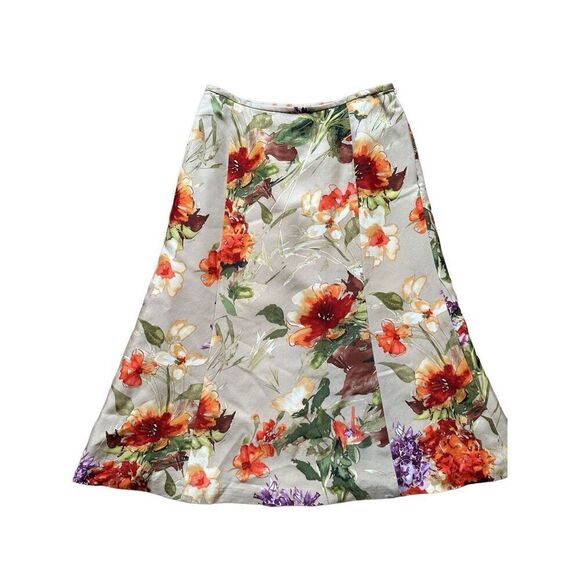 Vintage Talbots Petites Floral Silk Wool Blend A-Line Skirt Sz 6 - Picture 1 of 7